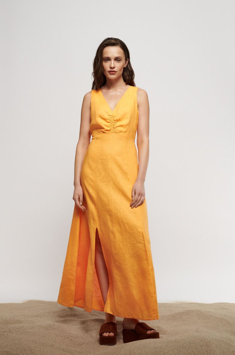 Lniana sukienka maxi