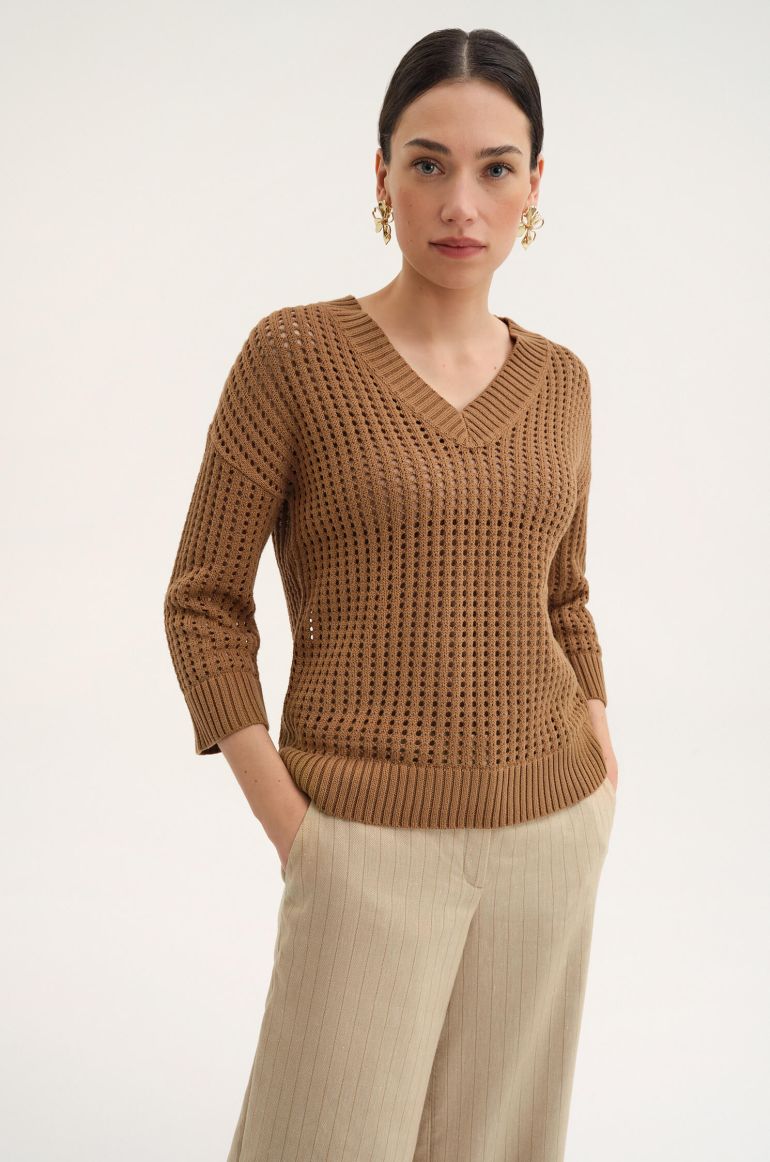 Ażurowy sweter z bawełną