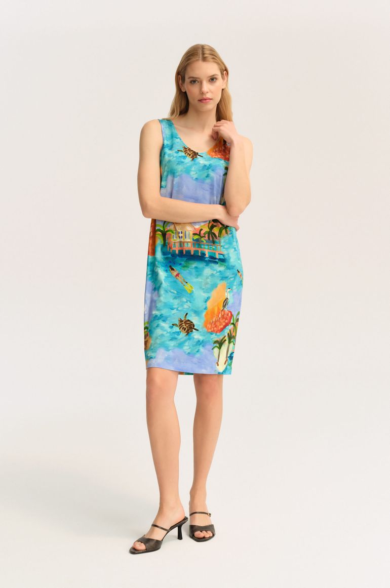 Trykotowa sukienka mini z printem
