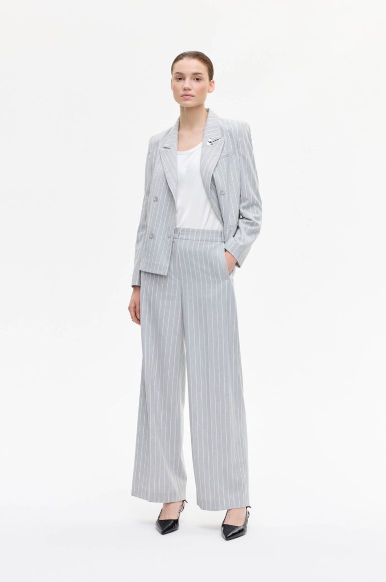Popielate spodnie typu wide leg