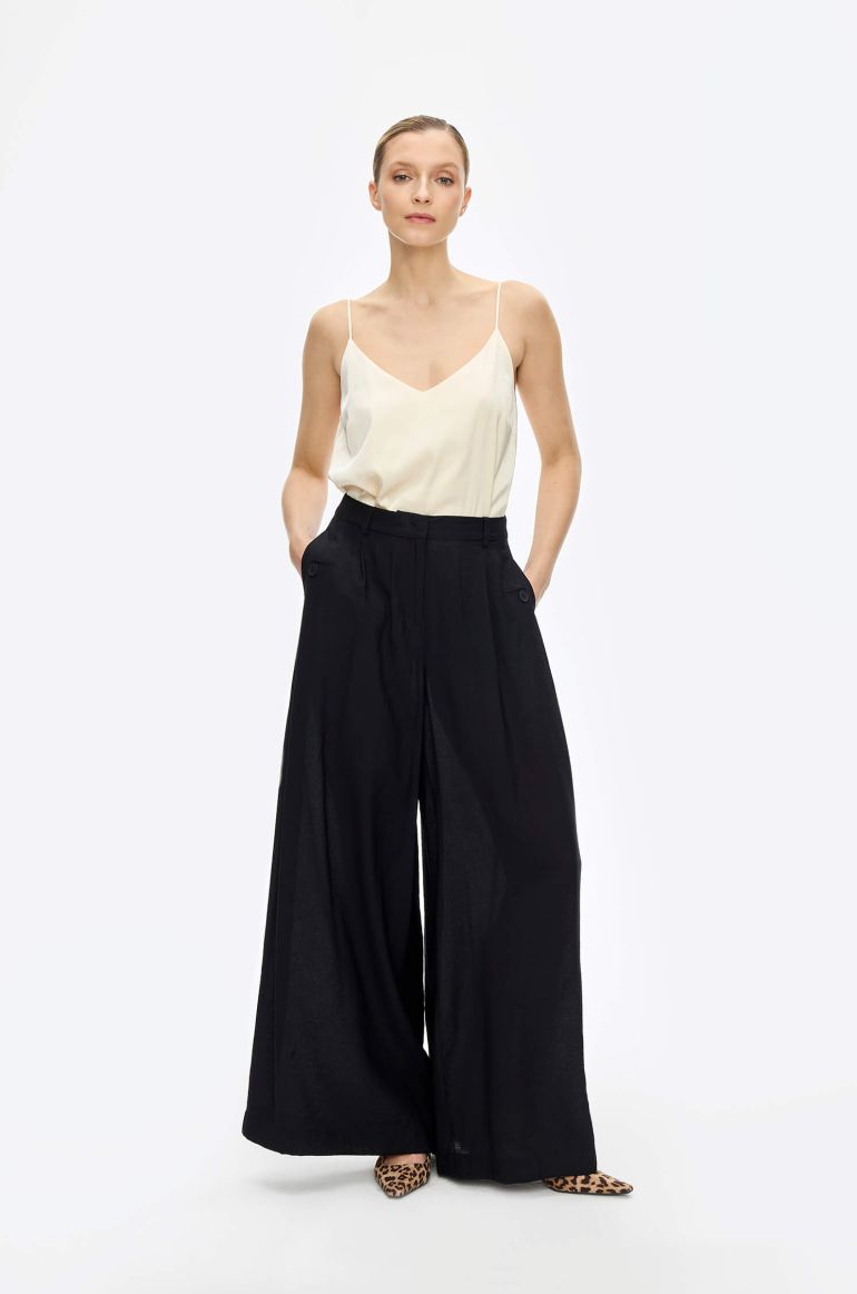 Czarne spodnie wide leg