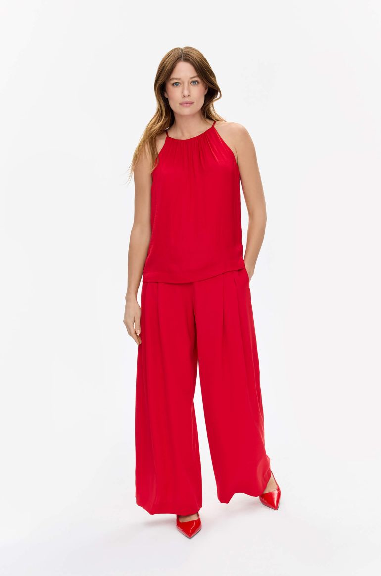 Satynowy czerwony top