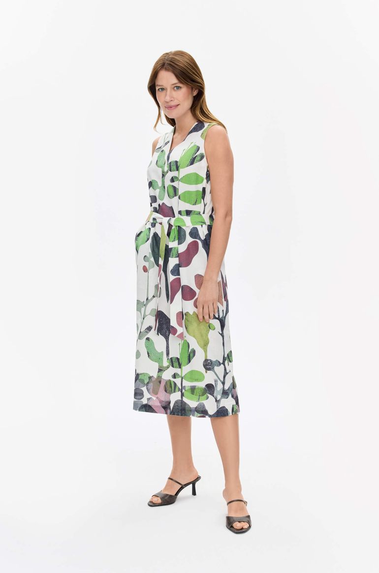 Sukienka midi w zielony print