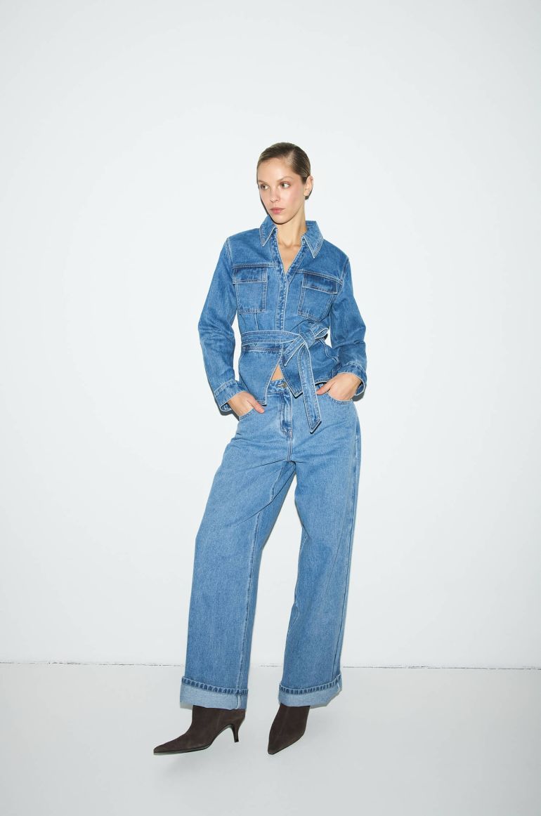 Jeansowa koszula z wiązaniem