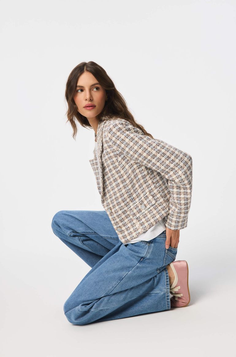 Żakardowa marynarka w kratę