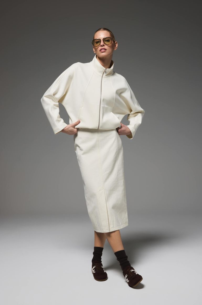 Bluza ecru ze stójką