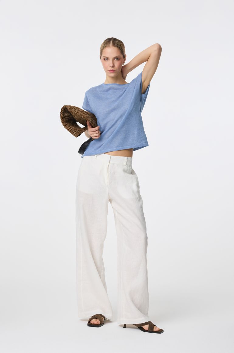 Niebieska bluzka z lnem