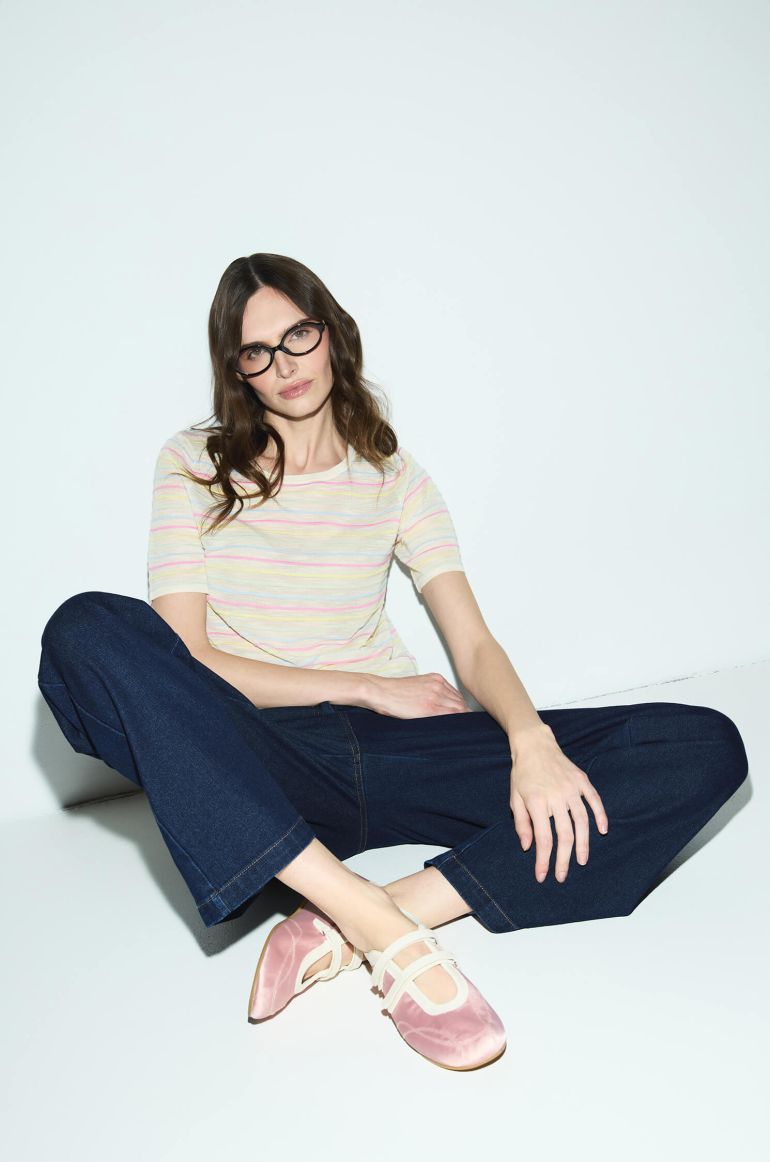 Bluzka z wiskozą w kolorowe pasy