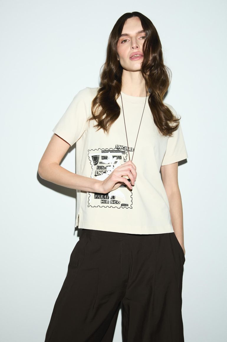 Bawełniana bluzka z autorskim printem