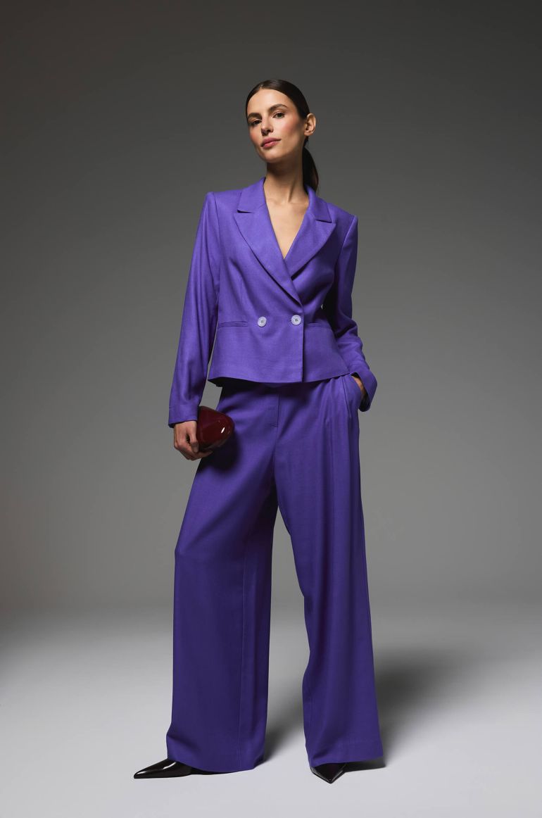 Fioletowa marynarka z wiskozy i lnu