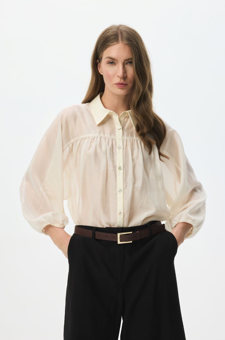 Szyfonowa koszula z kołnierzem