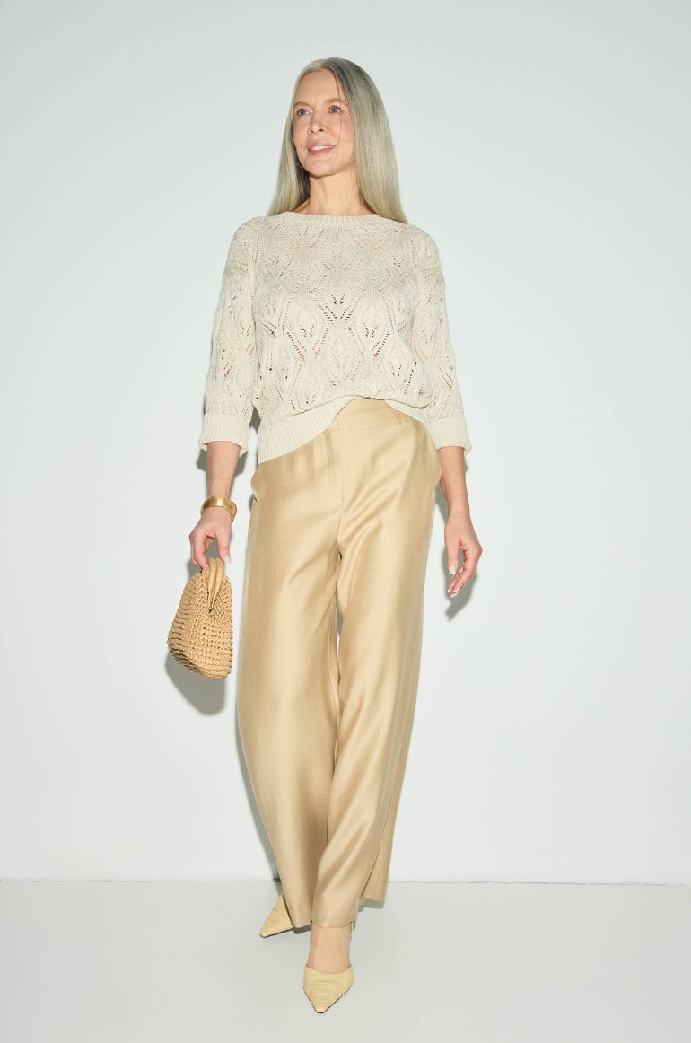 Szerokie spodnie z połyskującej tkaniny