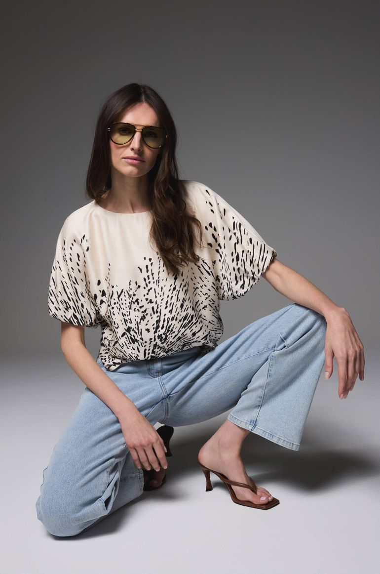 Wiskozowa bluzka z bufkami i printem