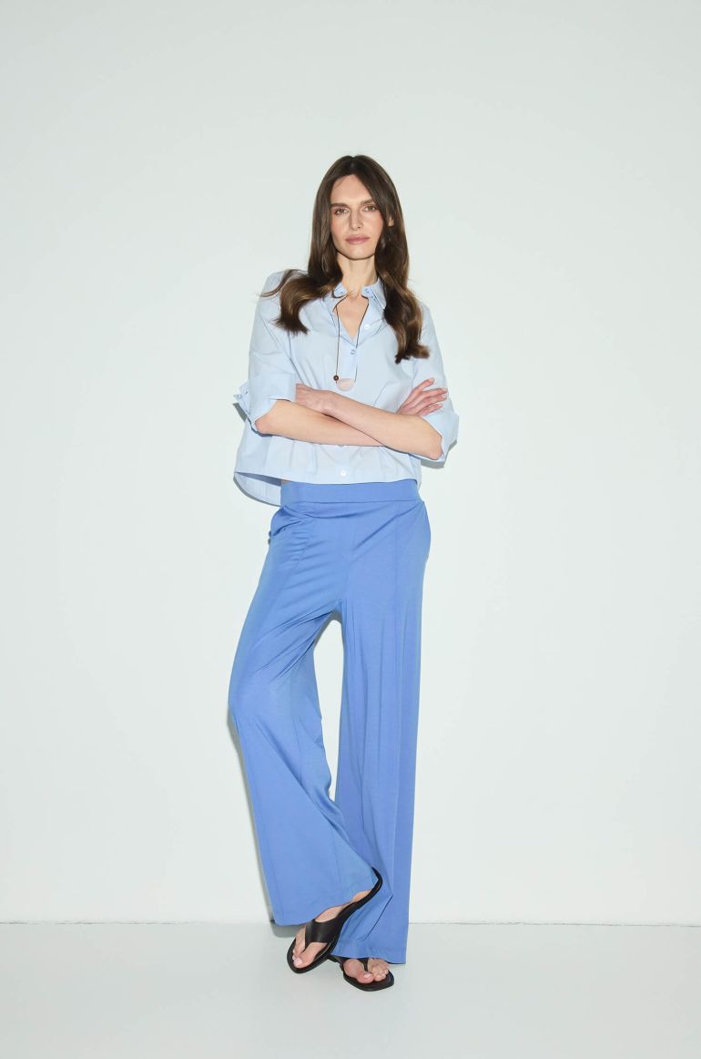 Spodnie z dżerseju z szeroką nogawką