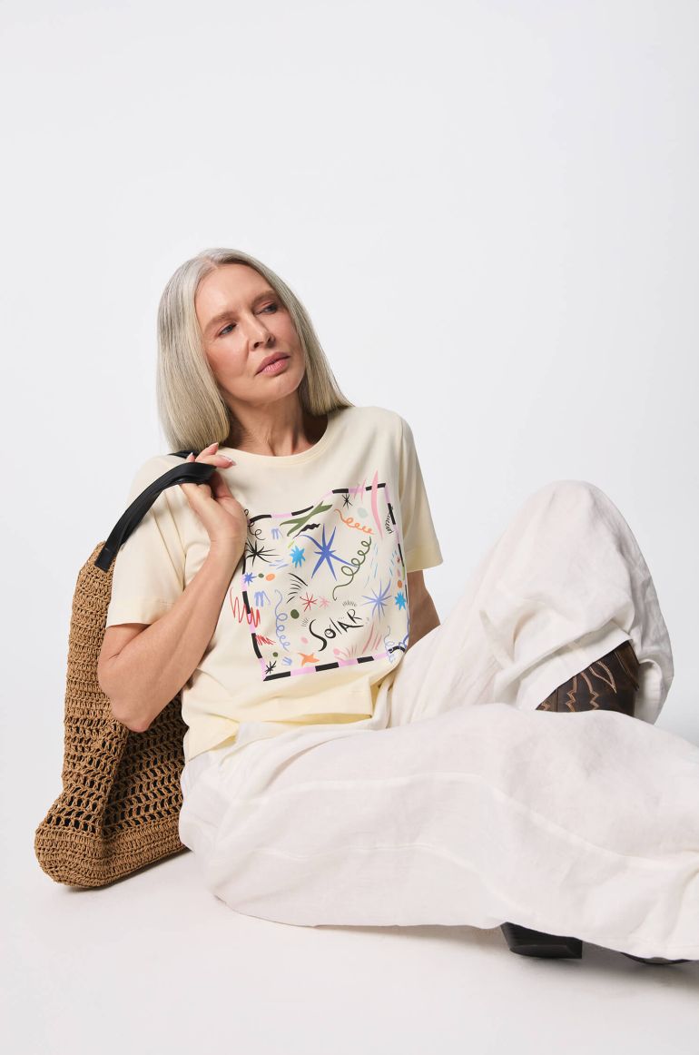 Jasnożółta bluzka z autorskim printem