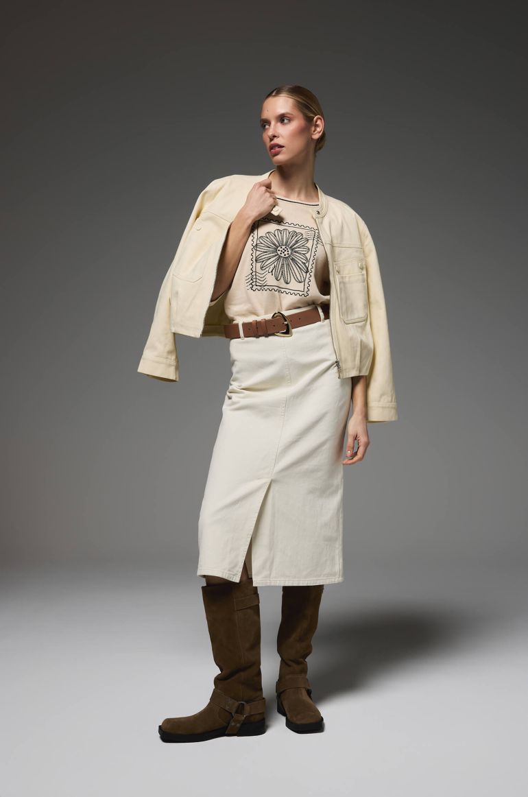 Beżowa bluzka z bawełny i wiskozy