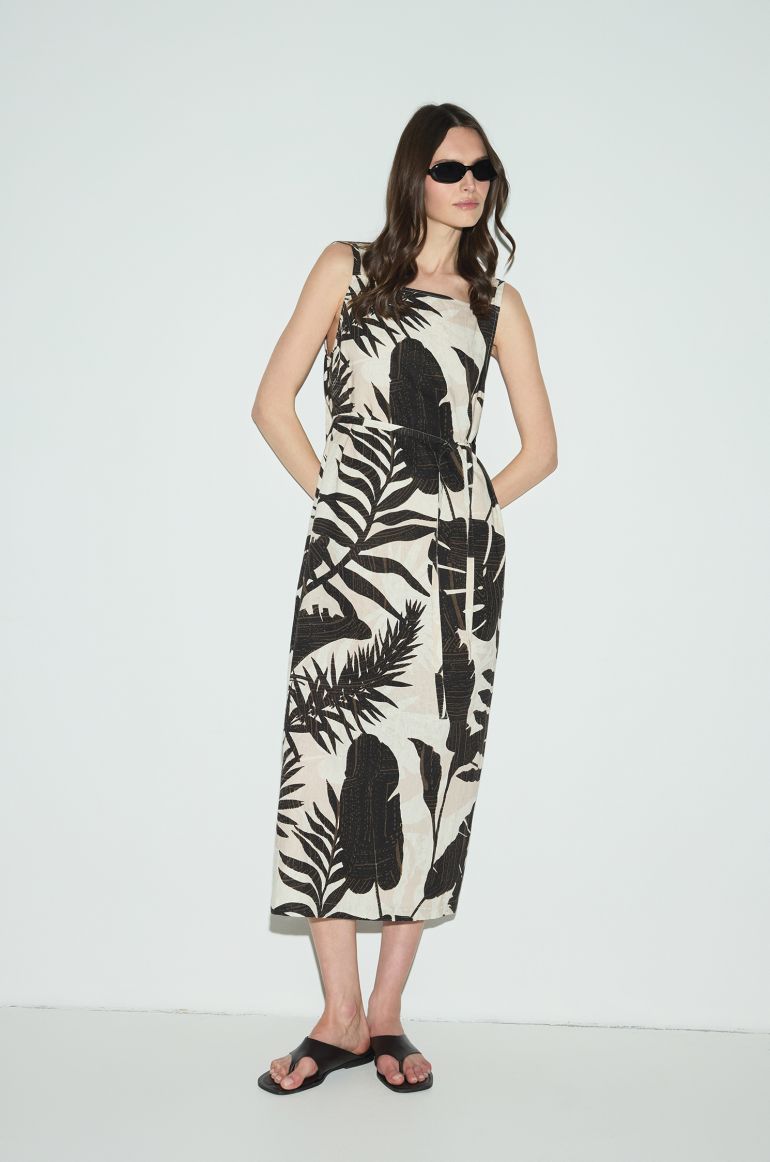 Sukienka z brązowym printem botanicznym