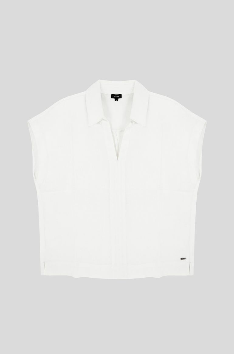 Lniana bluzka z dekoltem w v