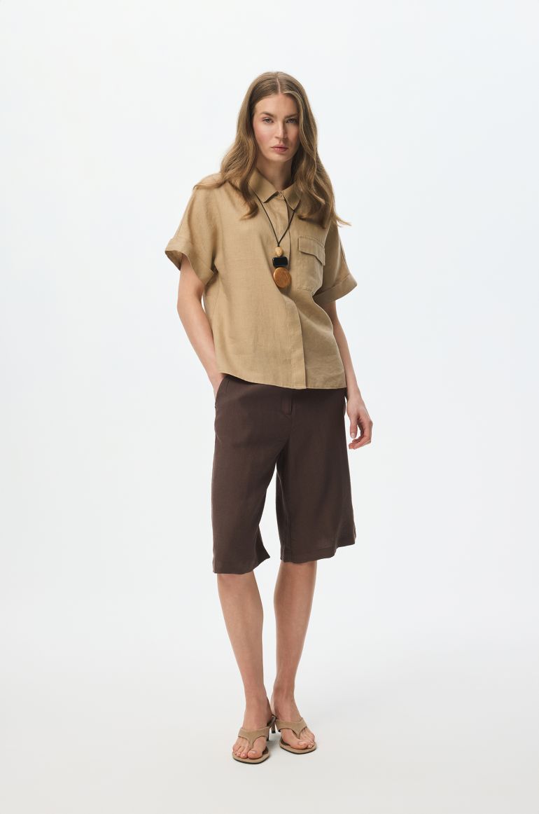 Lniana koszula z krótkim rękawem
