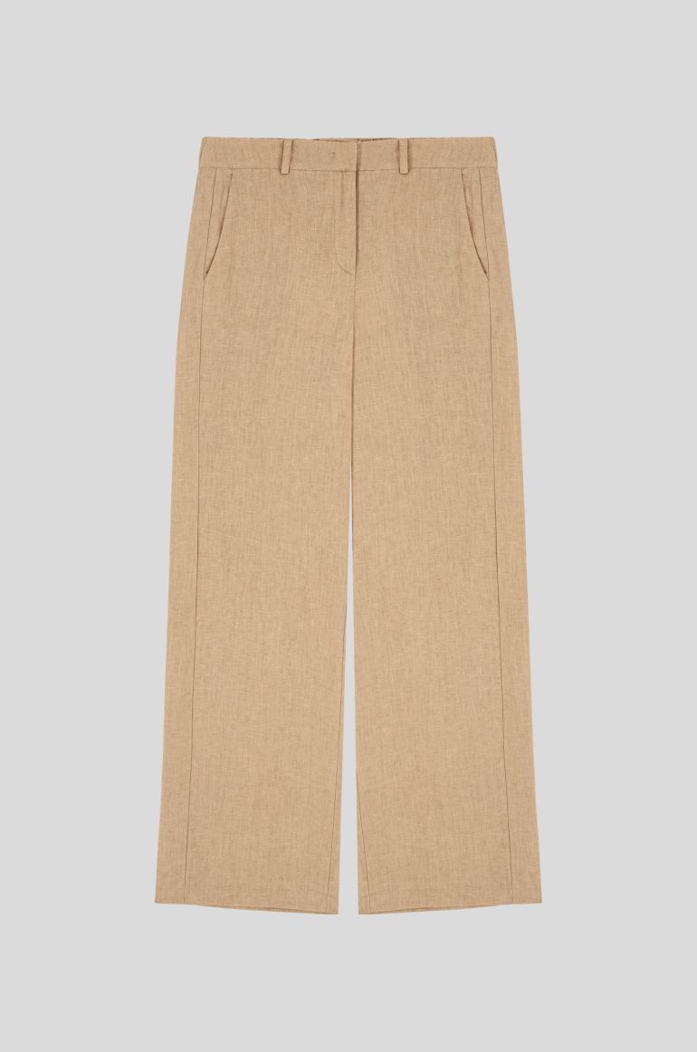 Lniane spodnie z szeroką nogawką