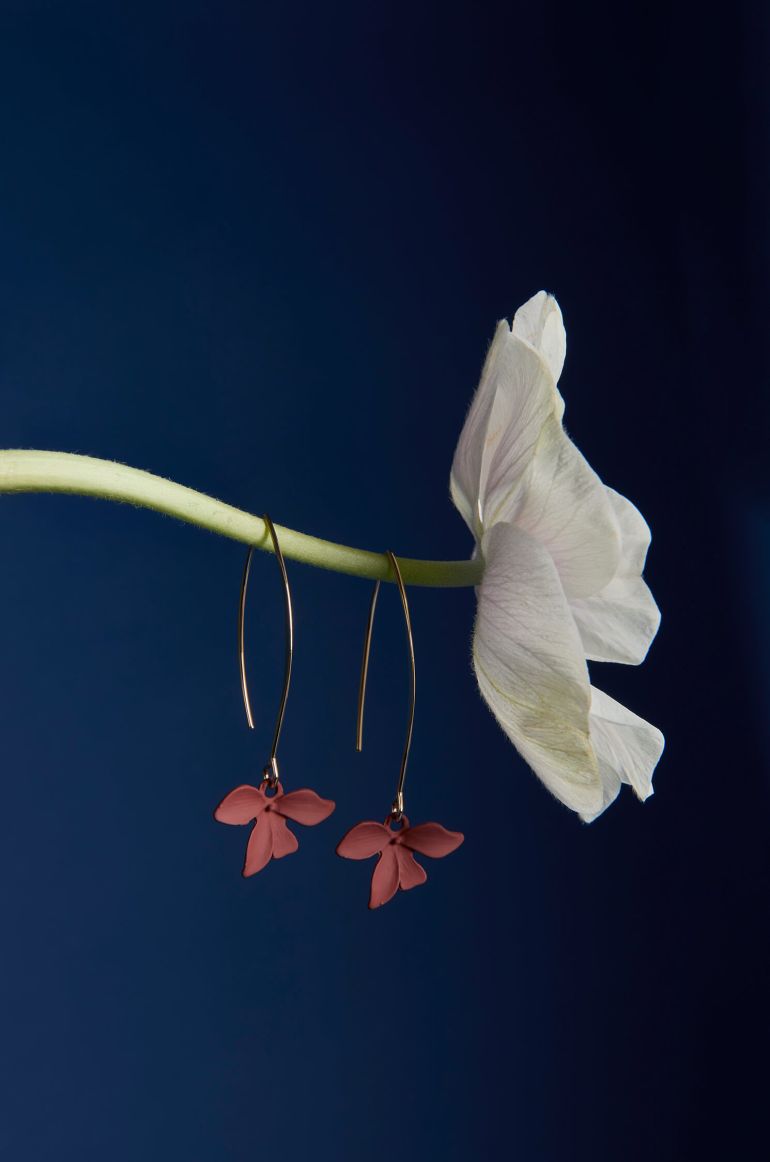 Kolczyki brązowe kwiaty