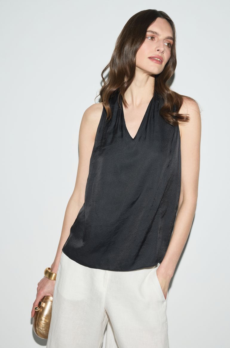 Satynowy czarny top