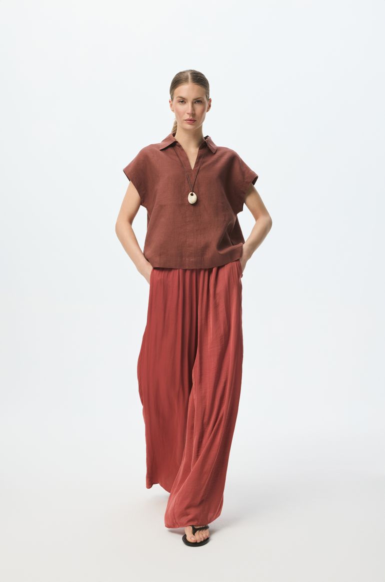Satynowe spodnie wide leg