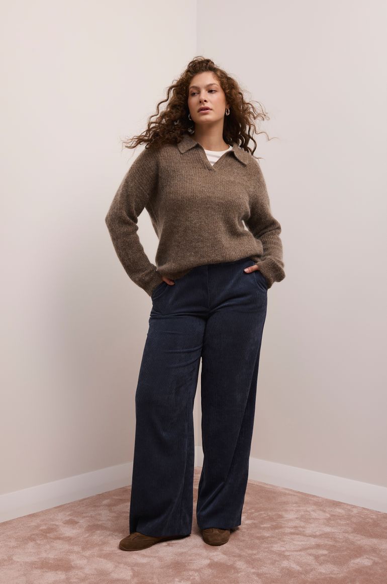 Sweter w stylu polo z wełną i moherem