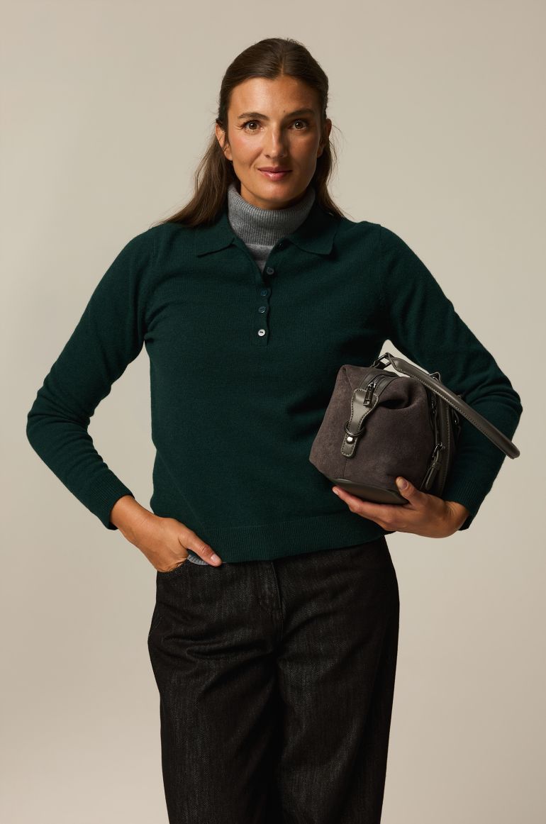 Bluzka polo z wełny merino