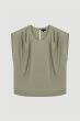 Satynowa bluzka w jasnym odcieniu khaki Solar Obraz 4