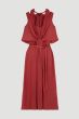 Terakotowa sukienka z ozdobnym drapowaniem Solar Obraz 3