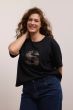 Czarny t-shirt z aplikacją w kratę Solar Obraz 2