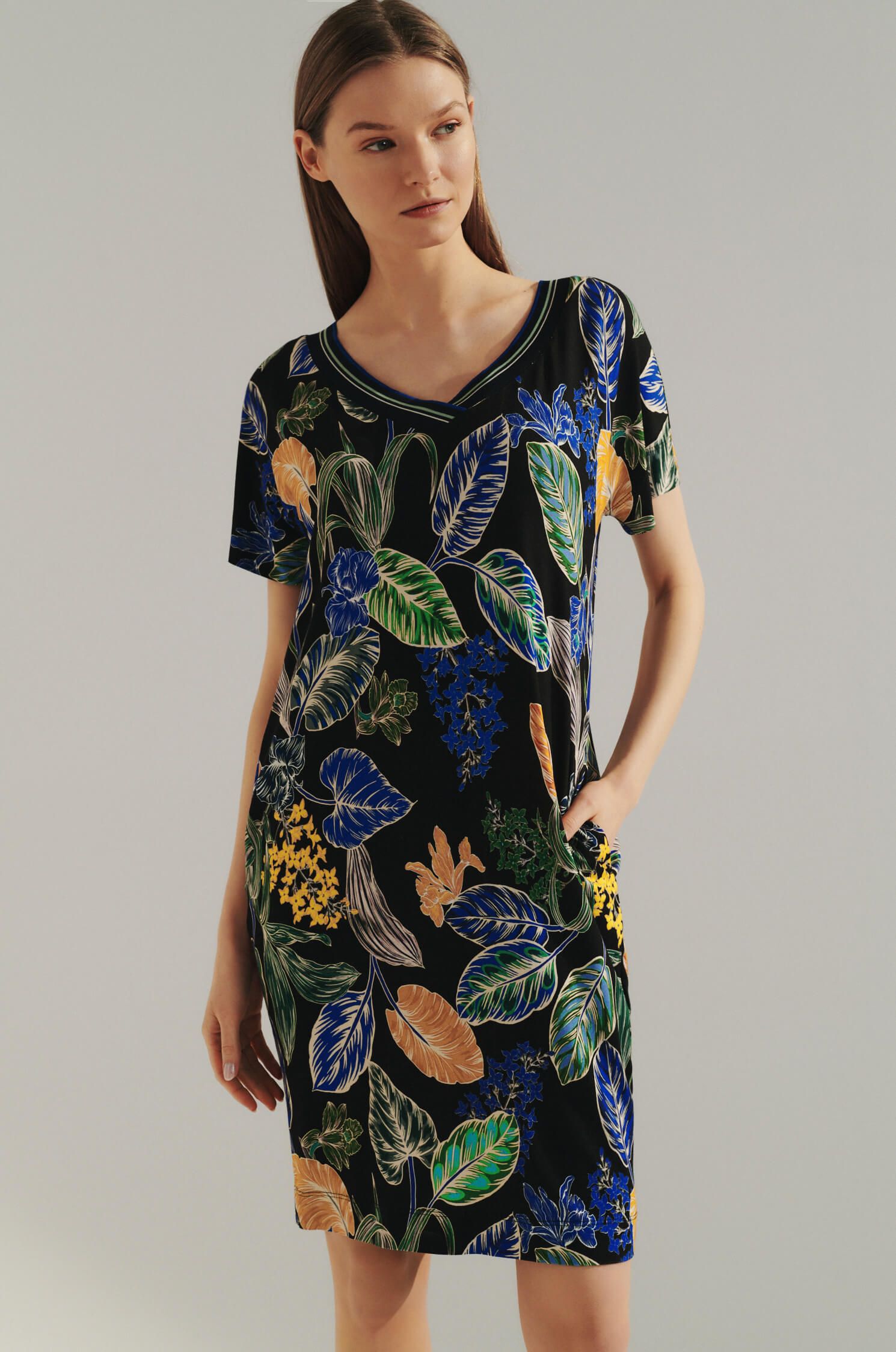 Sukienka w roślinny wzór Solar Obraz 3