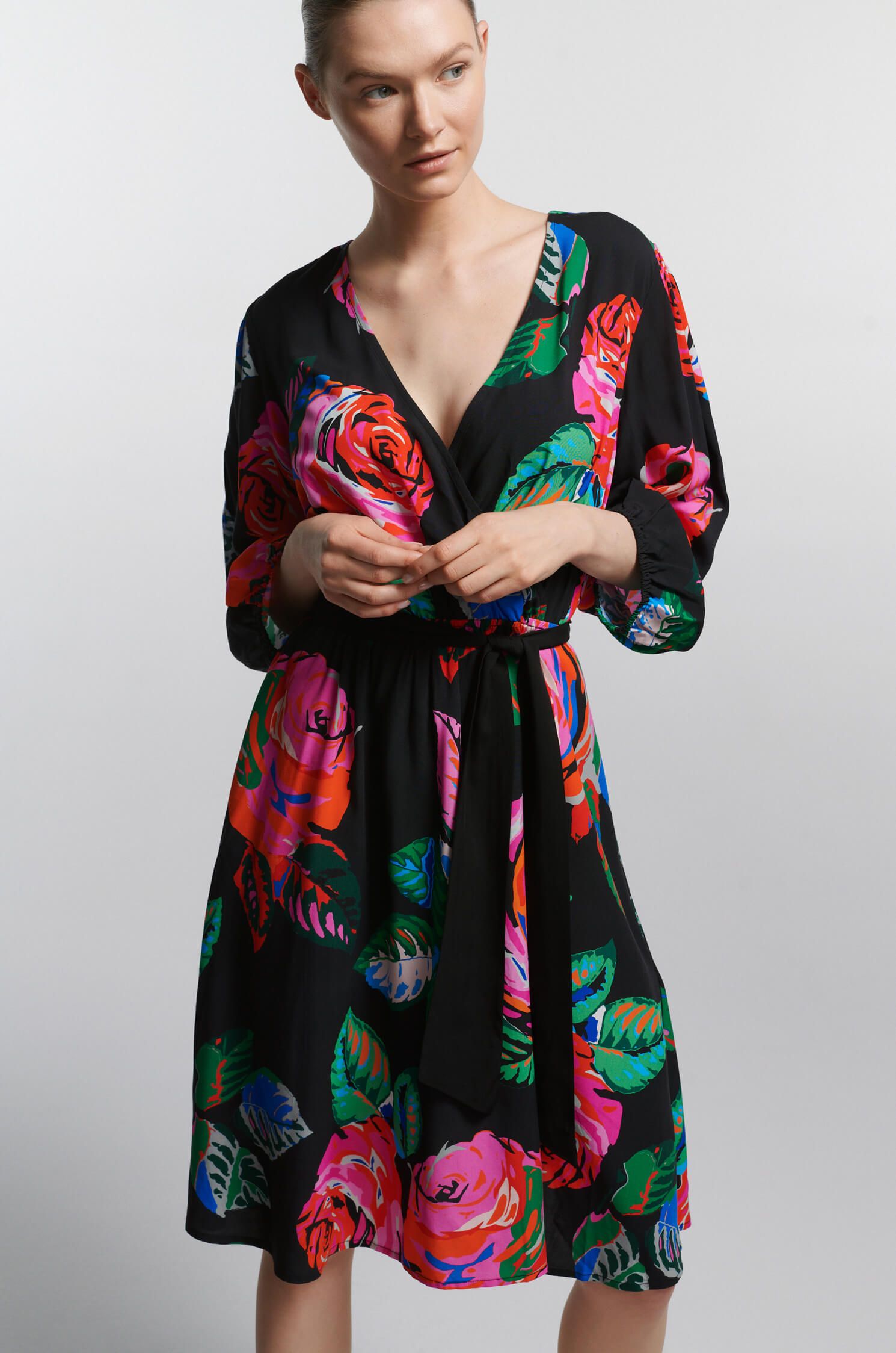 Sukienka z printem w róże Solar Obraz 2