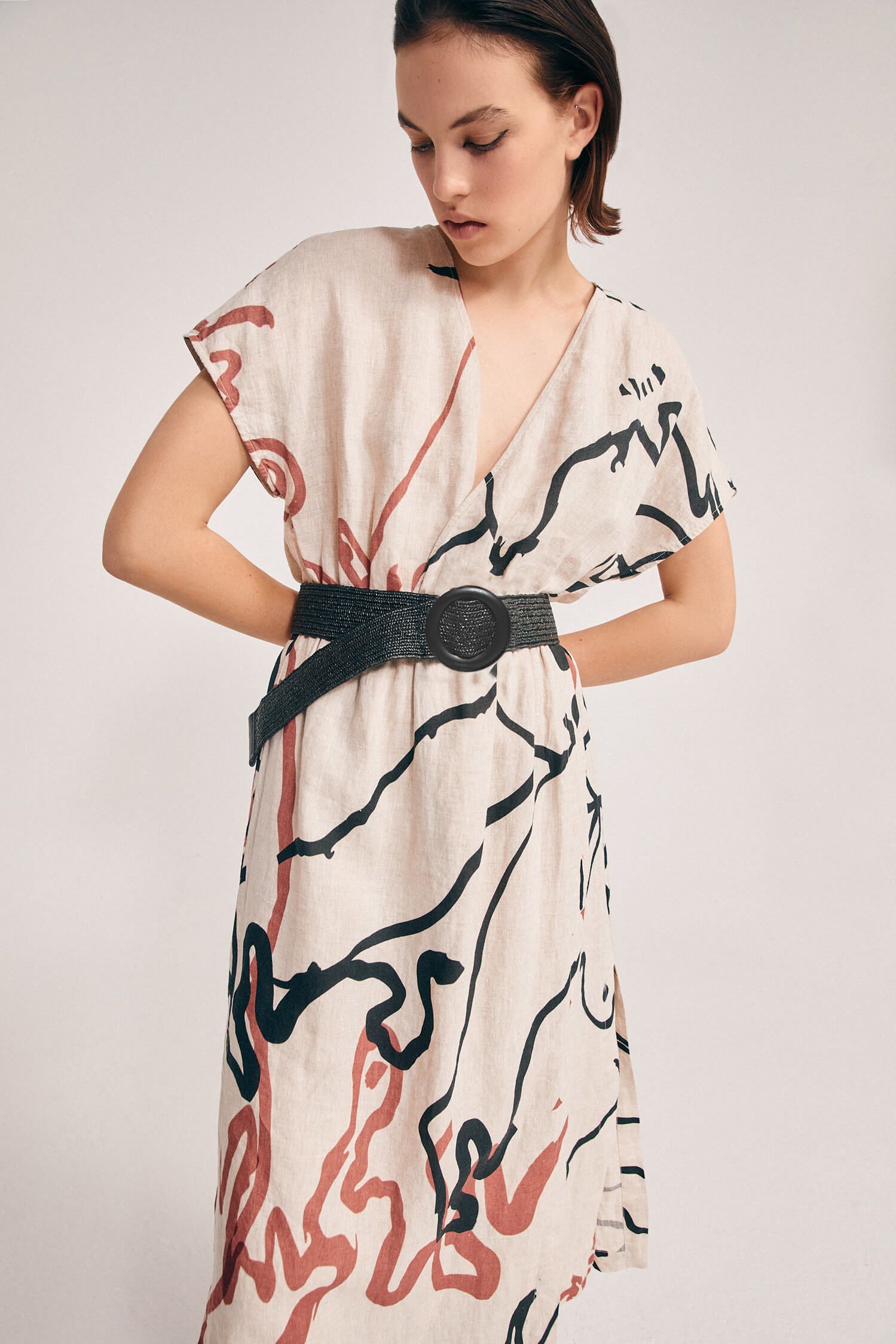 Lniana sukienka z printem Solar Obraz 1