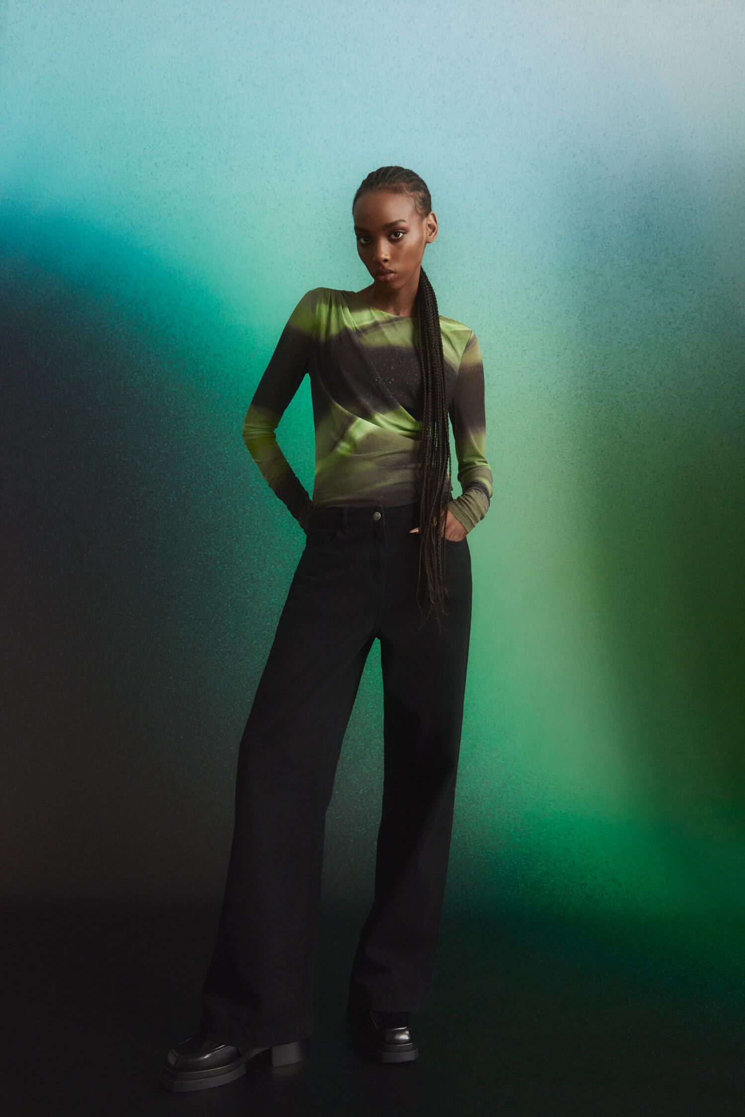 Jeansowe spodnie z szerokimi nogawkami Solar Obraz 1