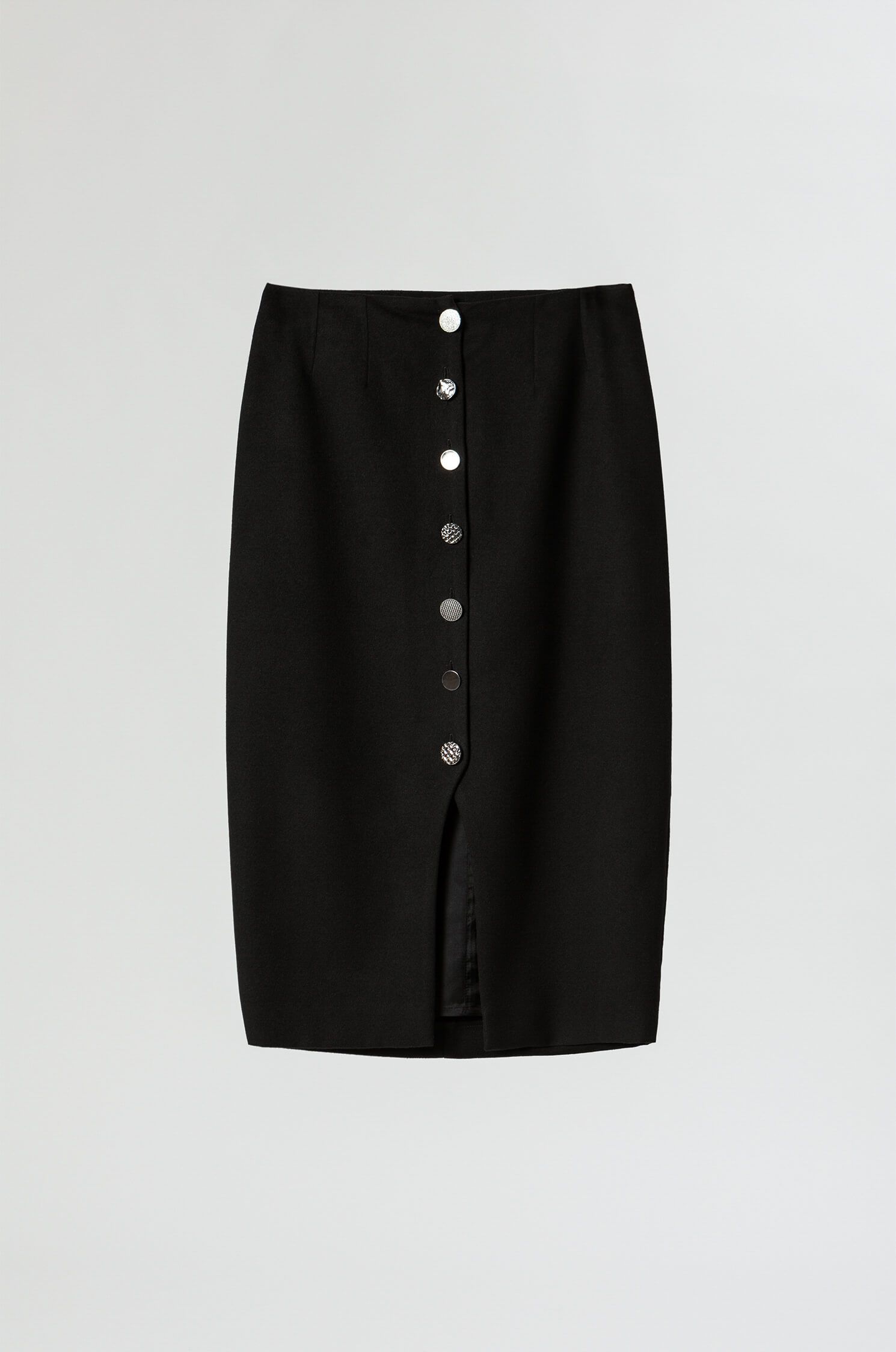 Ołówkowa spódnica z ozdobnymi guzikami Solar Obraz 2