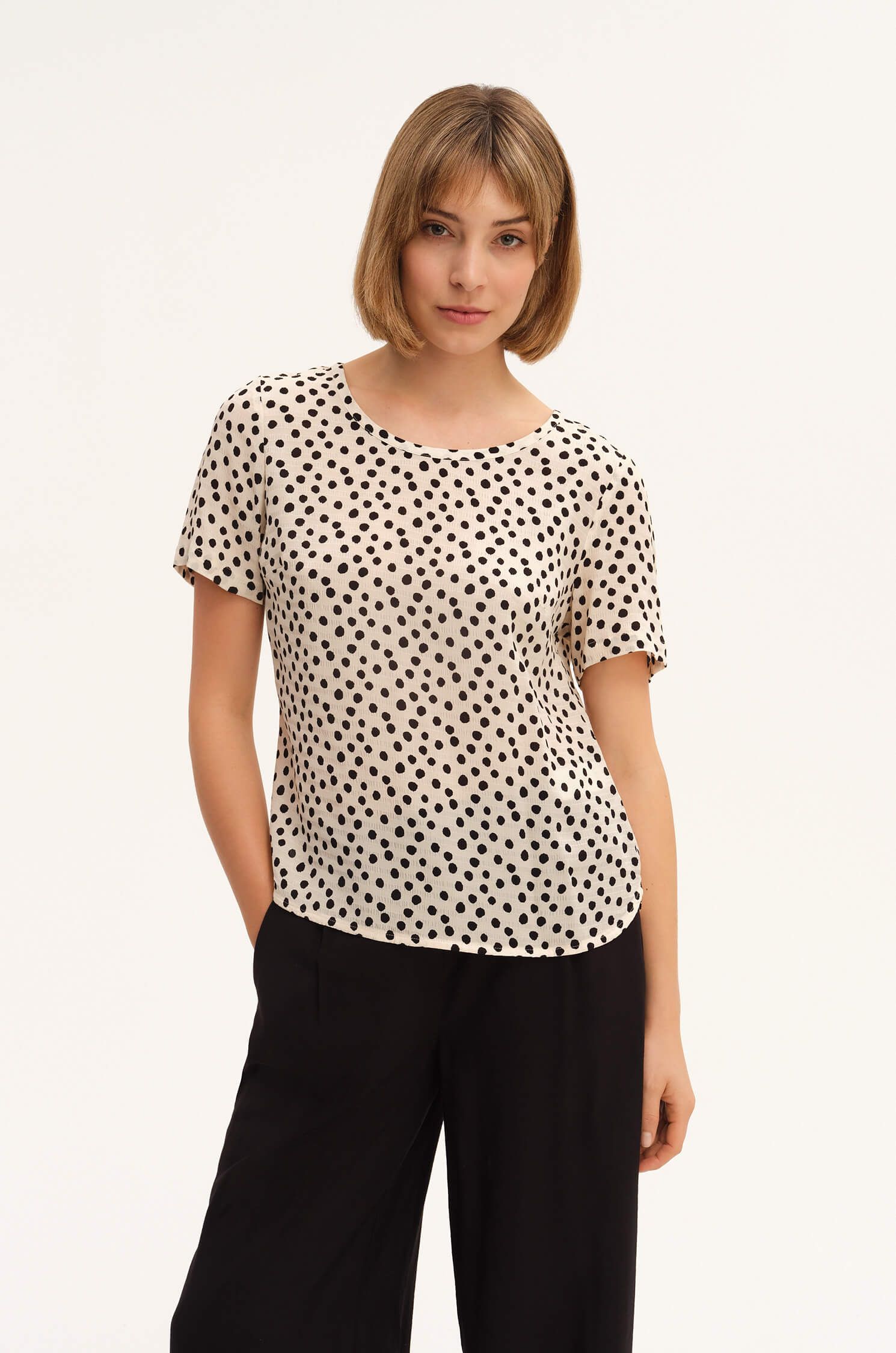 Wiskozowa bluzka w groszki Solar Obraz 1