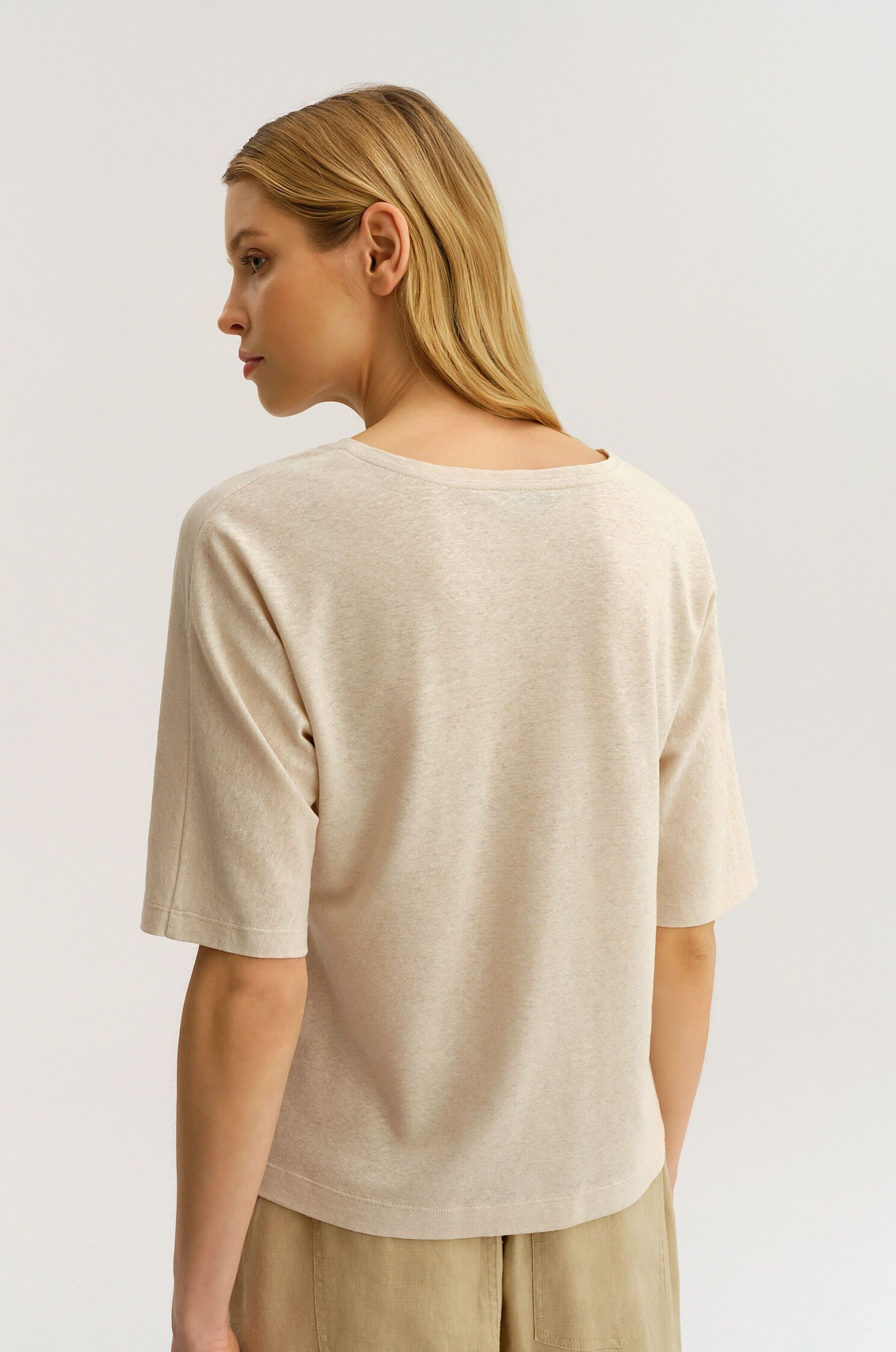 Bluzka z lnem i bawełną Solar Obraz 4