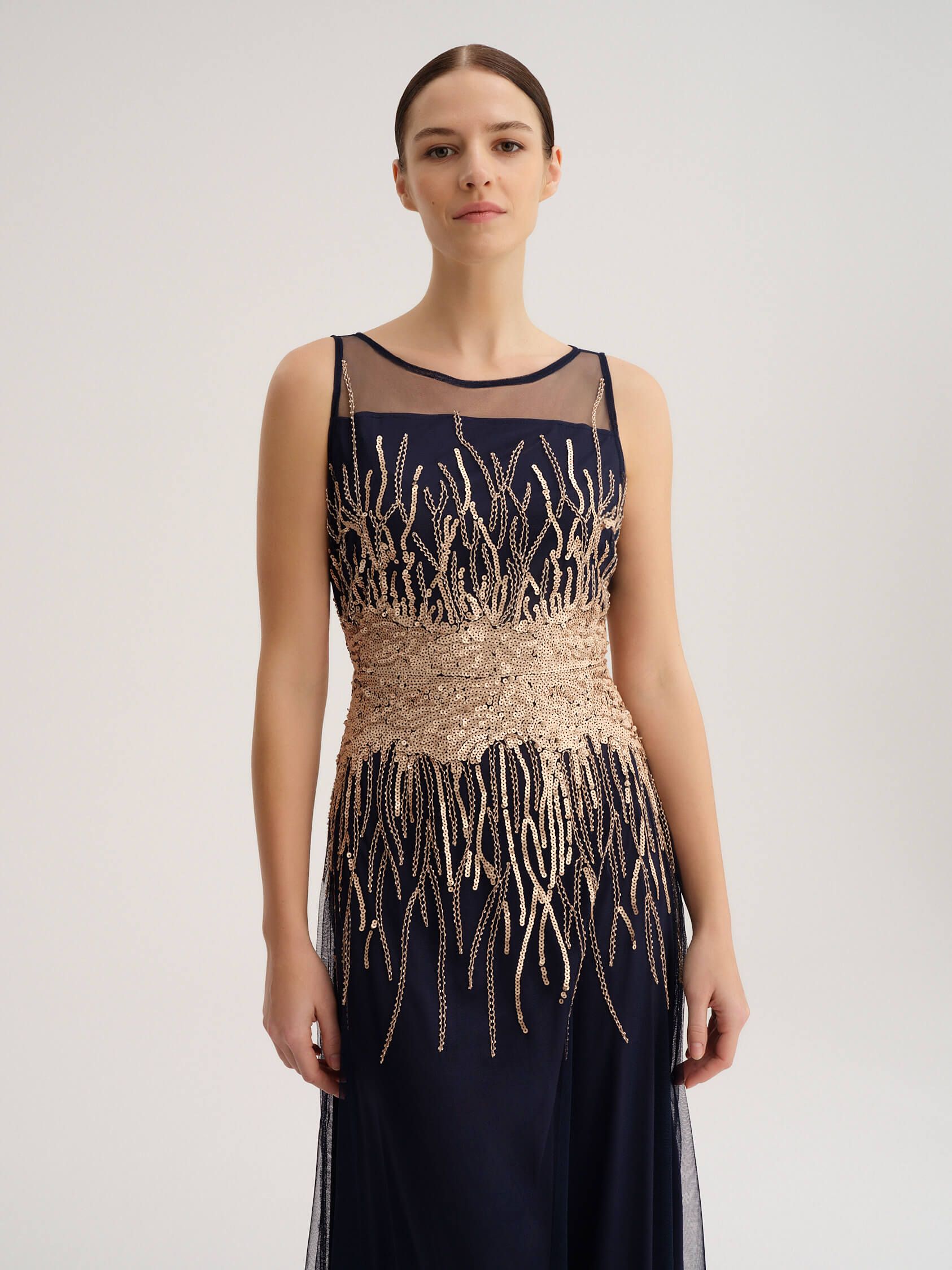 Sukienka z tiulem i cekinami Solar Obraz 2