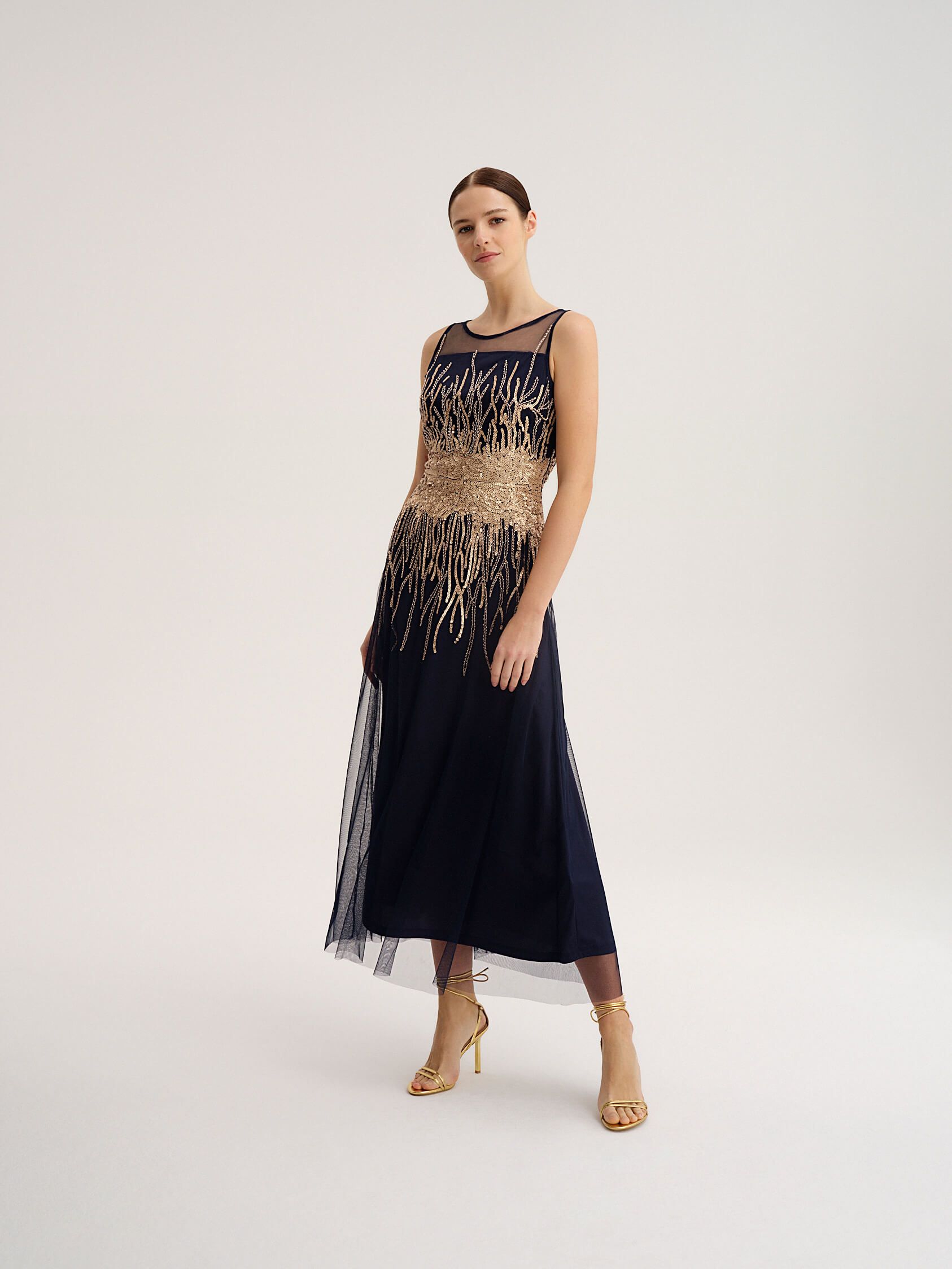 Sukienka z tiulem i cekinami Solar Obraz 1