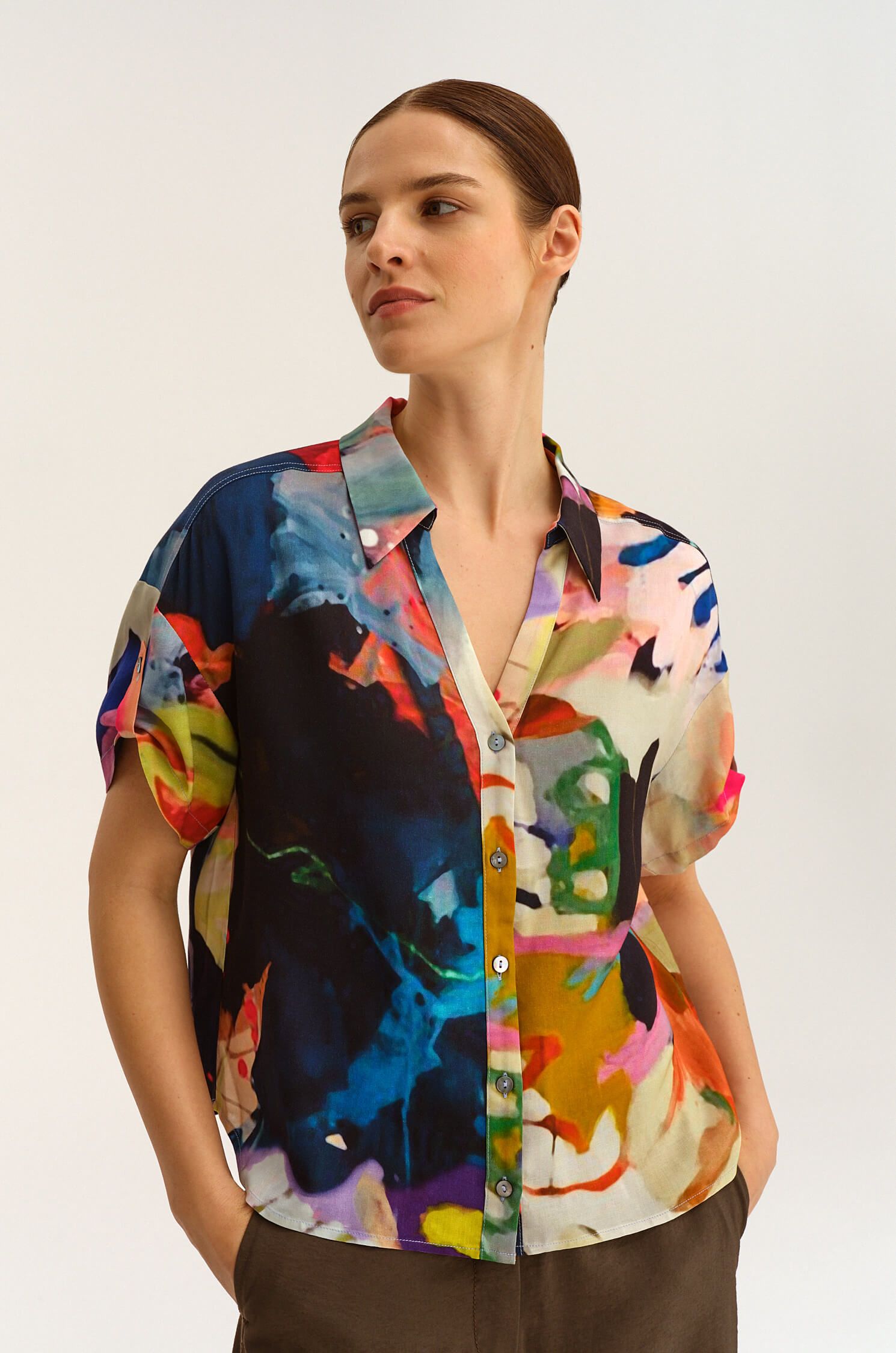 Wiskozowa koszula z kolorowym printem Solar Obraz 2