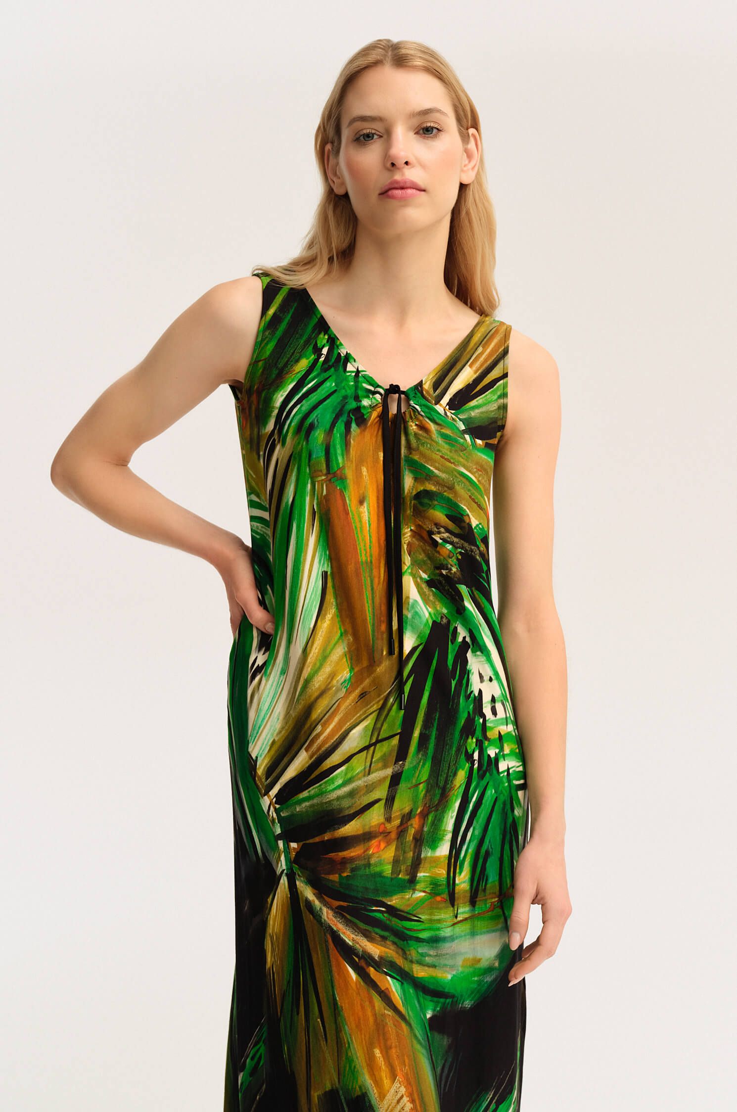 Trykotowa sukienka midi z printem Solar Obraz 2