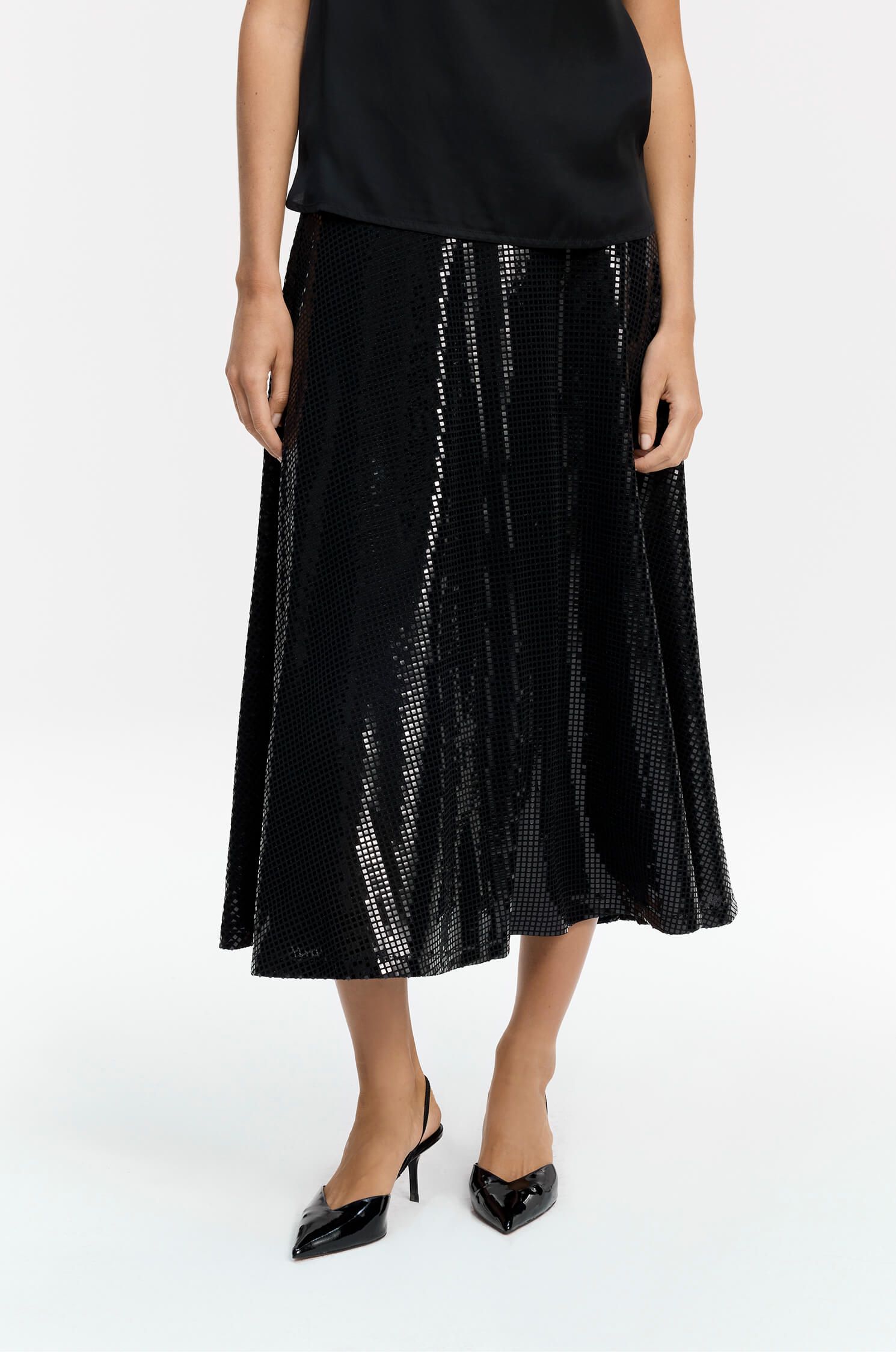 Rozkloszowana spódnica z cekinami Solar Obraz 2