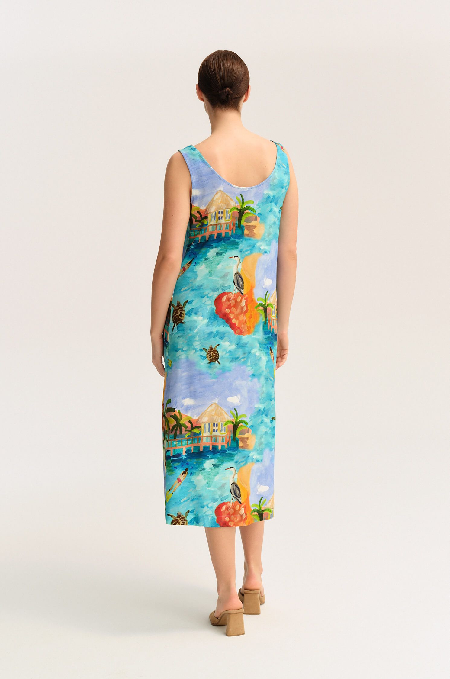 Trykotowa sukienka midi z printem Solar Obraz 4