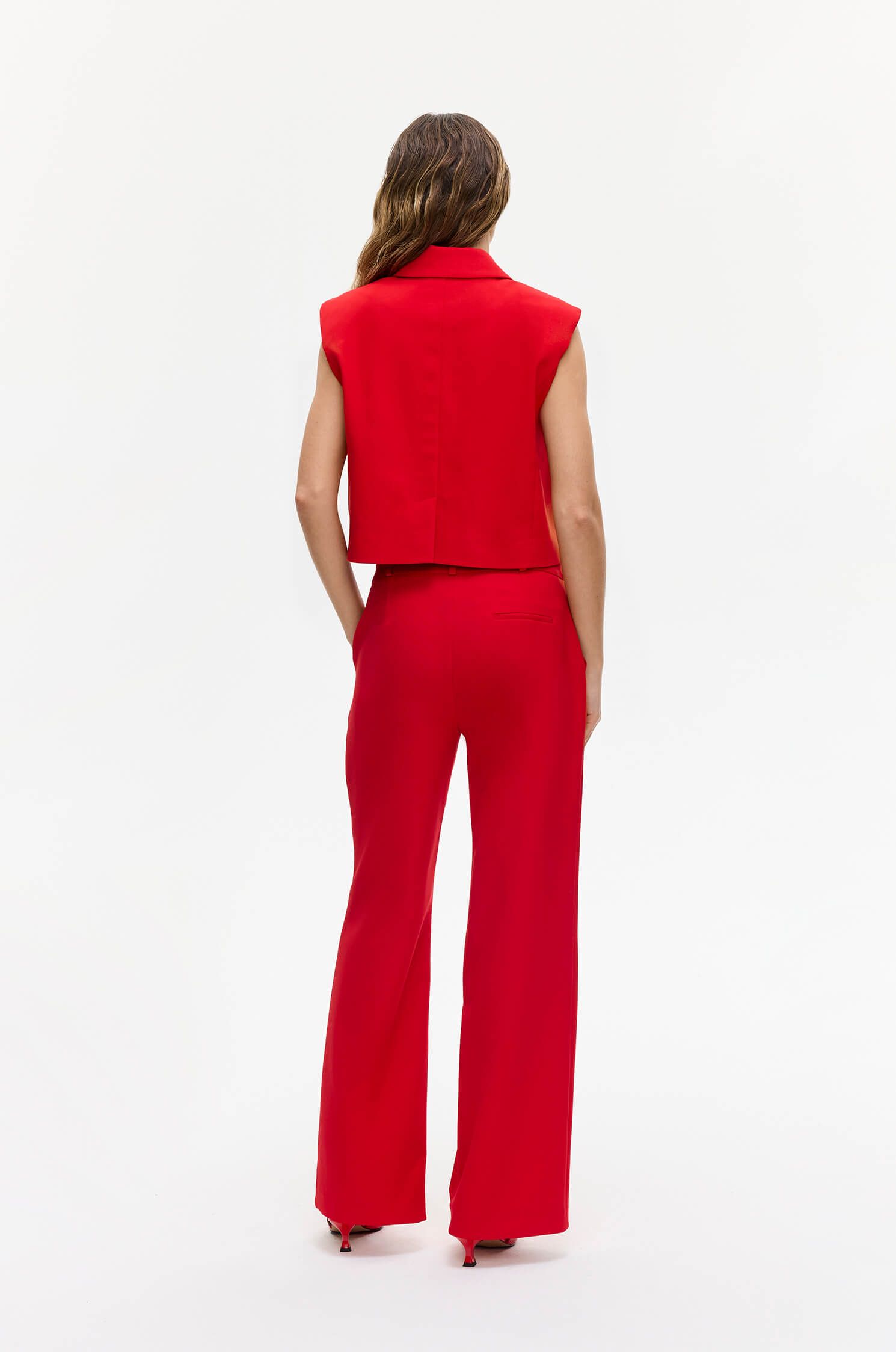 Czerwone spodnie typu wide leg Solar Obraz 4