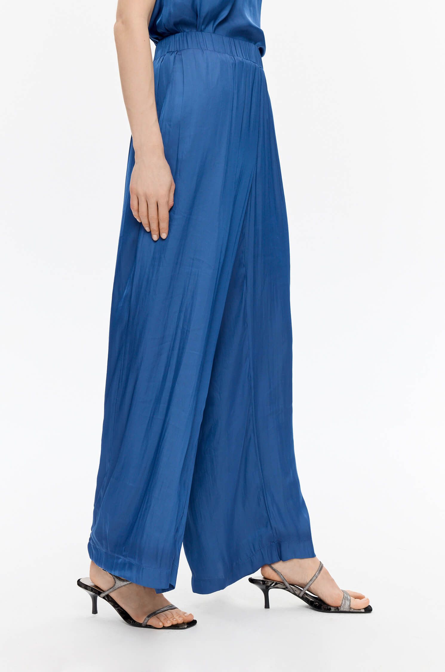 Niebieskie spodnie wide leg Solar Obraz 5