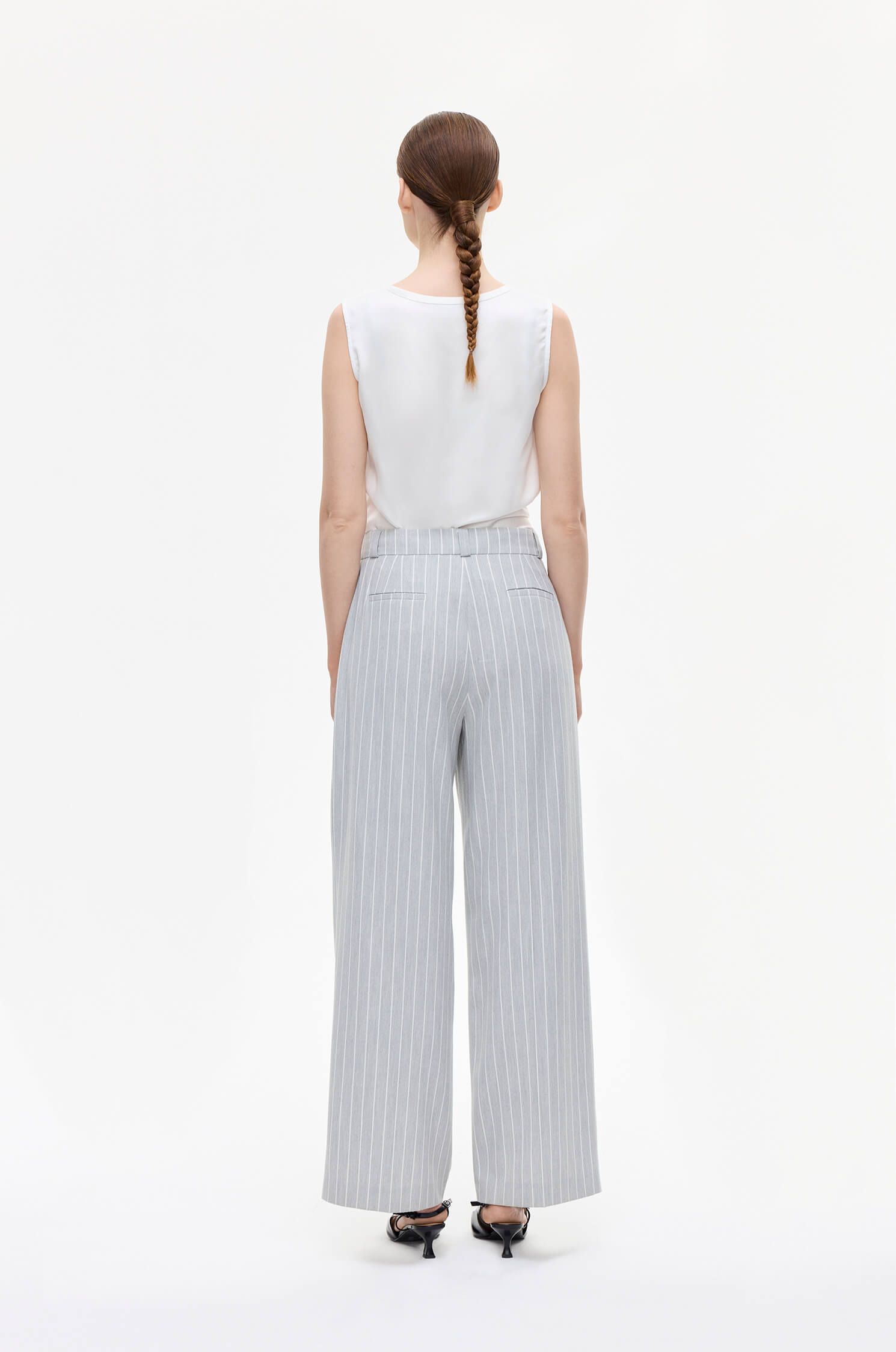 Popielate spodnie typu wide leg Solar Obraz 4