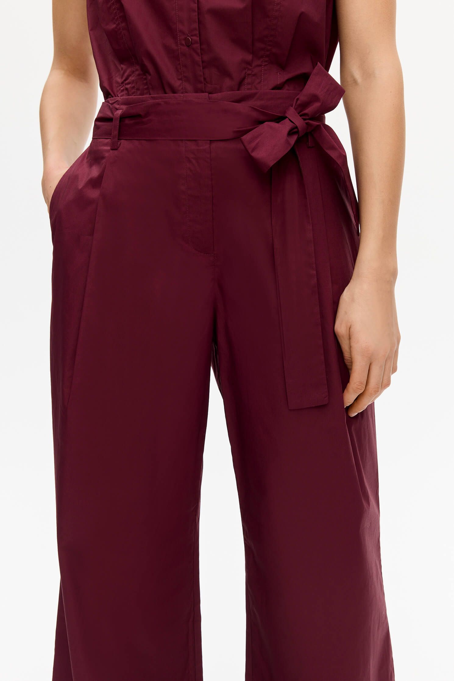 Spodnie wide leg w kolorze marsala Solar Obraz 3