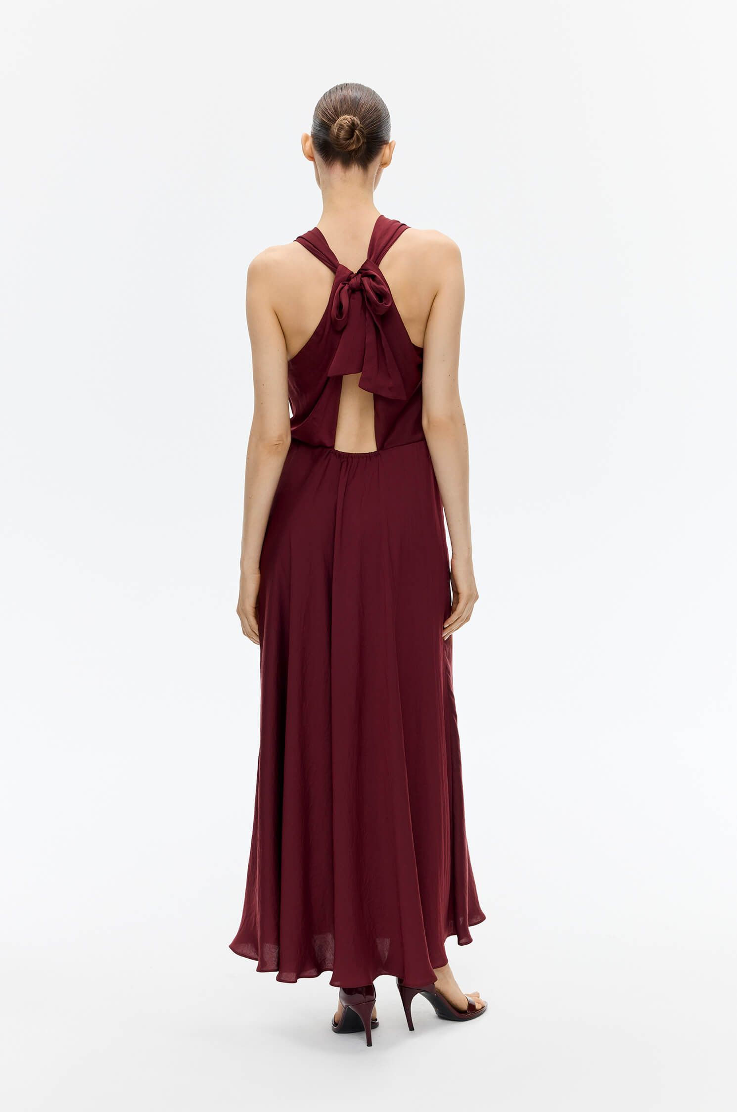 Sukienka maxi w kolorze marsala Solar Obraz 5